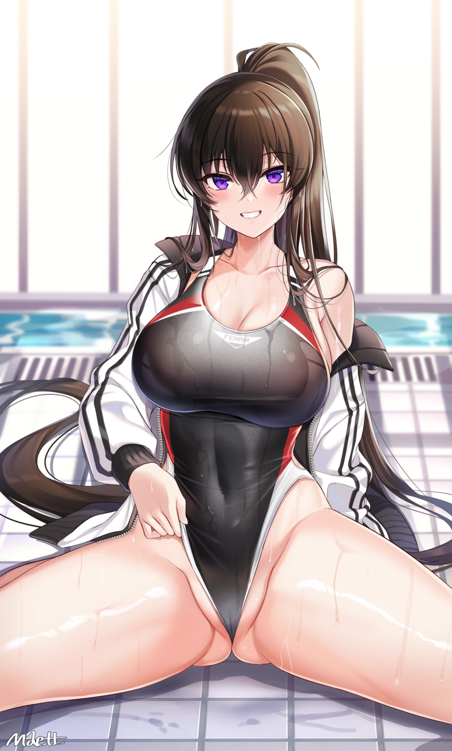 cameltoe cleavage counter:side gym_uniform maett swimsuits wet