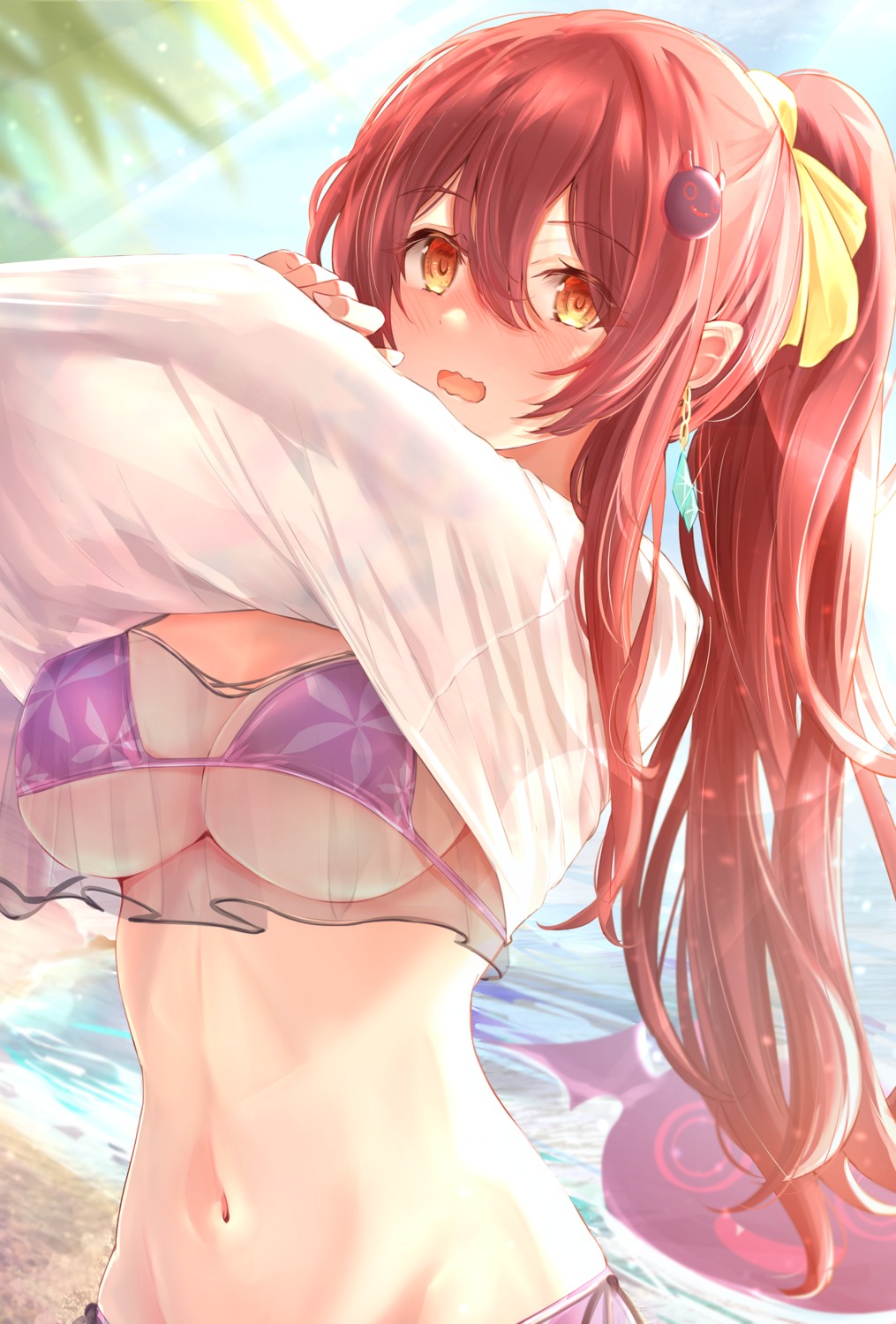 bikini oosaki_tenka see_through sky_cappuccino swimsuits the_idolm@ster the_idolm@ster_shiny_colors undressing
