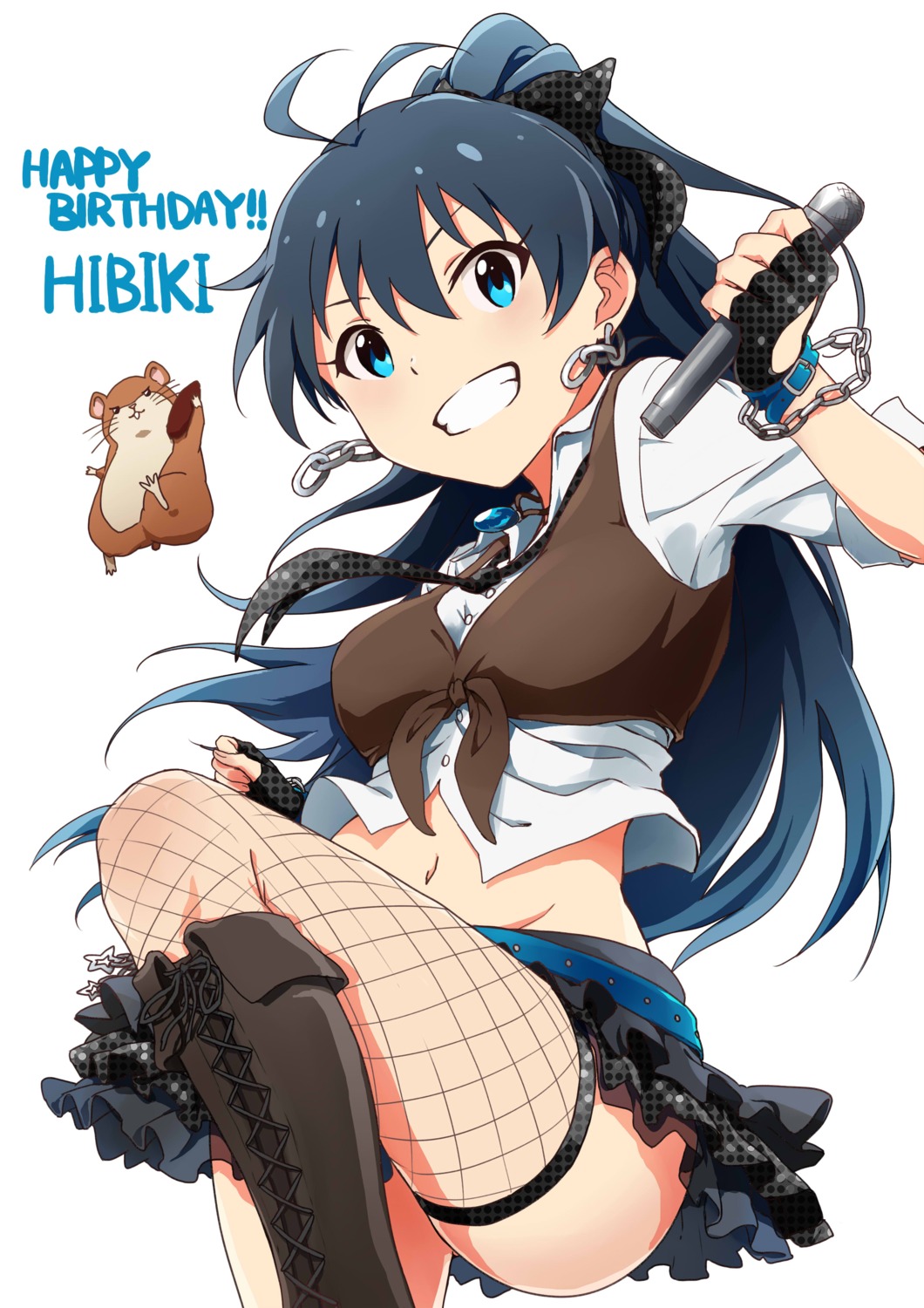 ayano_yuu fishnets ganaha_hibiki the_idolm@ster thighhighs