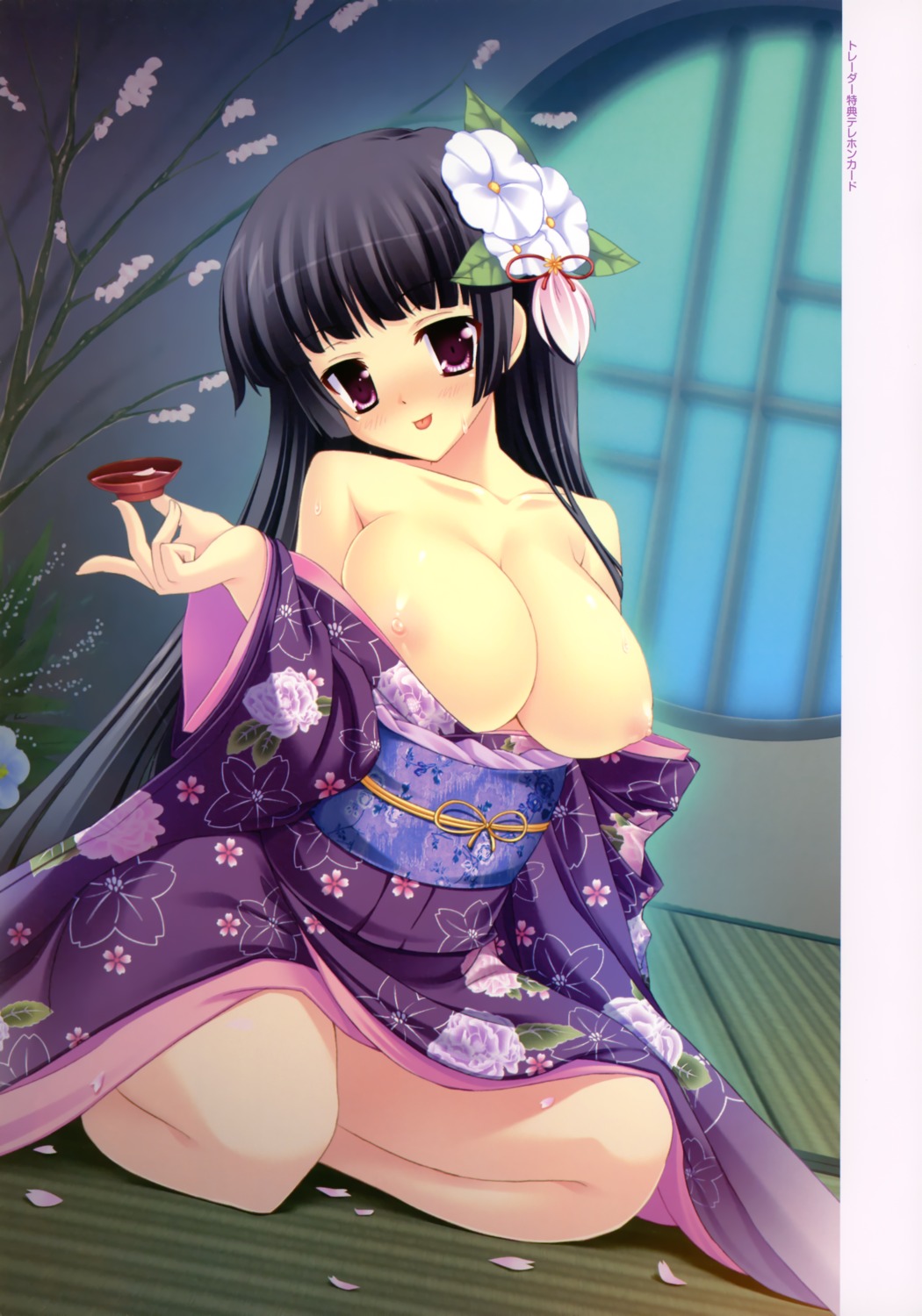 breasts ichapuri! itou_life nipples no_bra sake tenjouin_sakura yukata