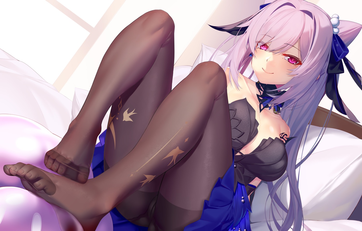 aoi_(buzhuen444) dress feet genshin_impact keqing no_bra pantsu pantyhose see_through skirt_lift