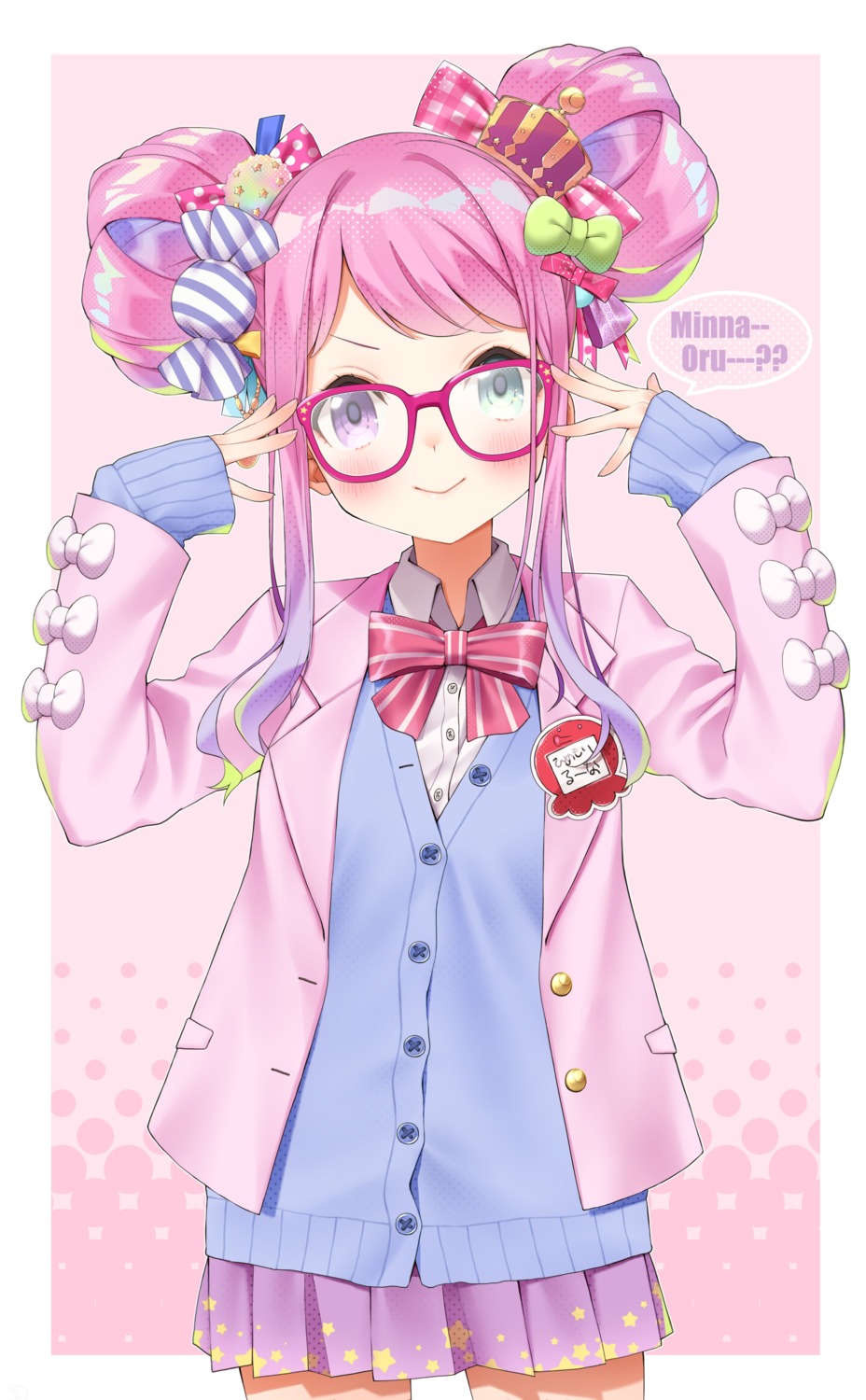 heterochromia himemori_luna hololive makinan megane seifuku sweater