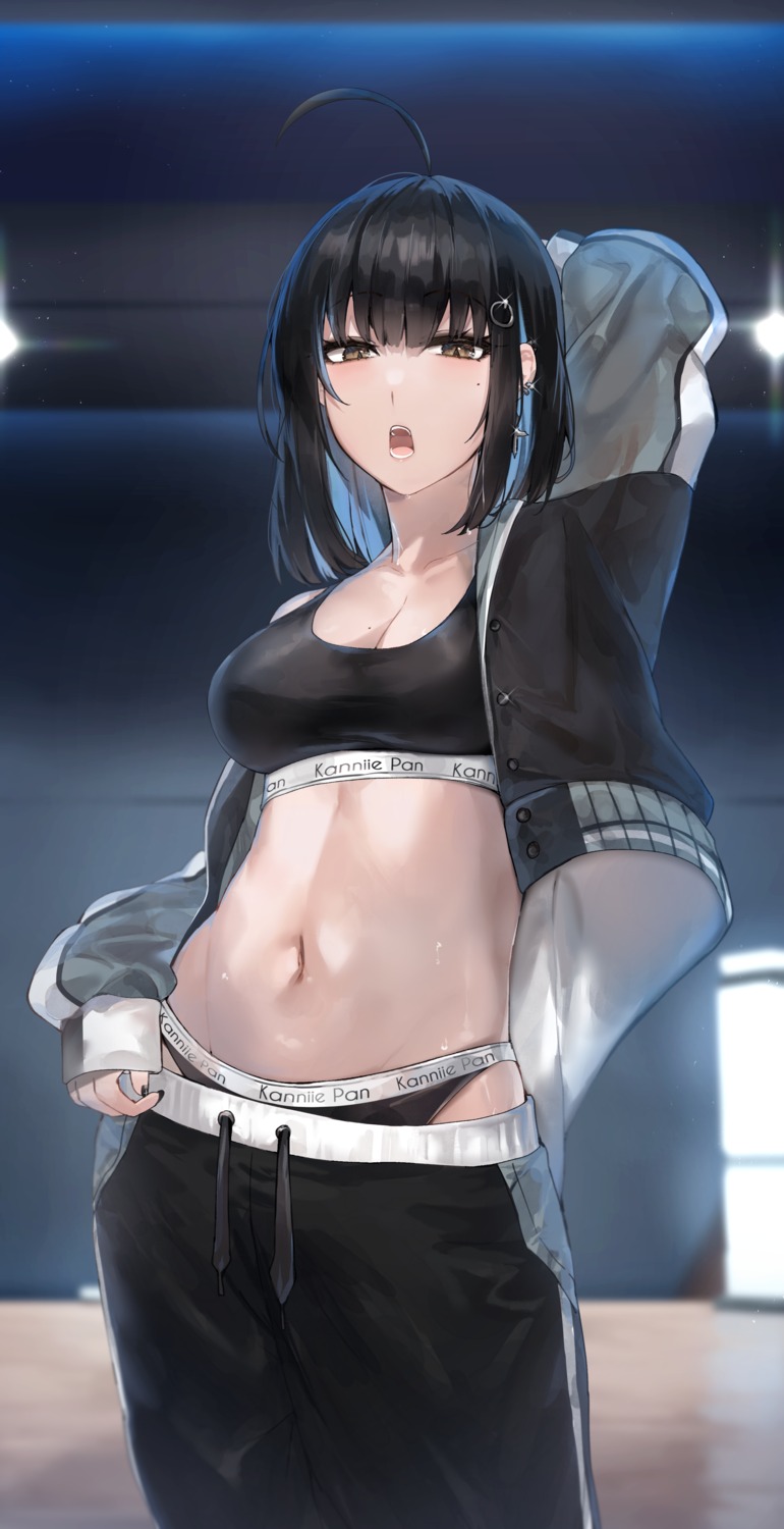 bra cleavage gym_uniform irene_(kanniiepan) kanniiepan open_shirt pantsu