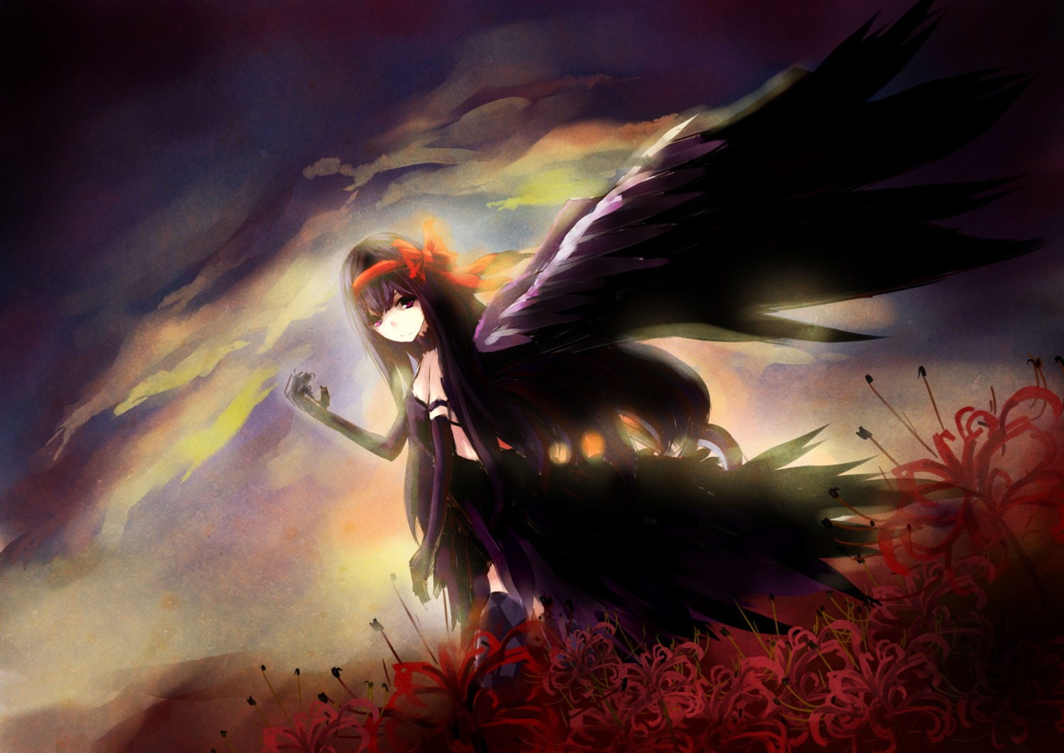 akemi_homura mahou_shoujo_madoka_magica shouhou wings