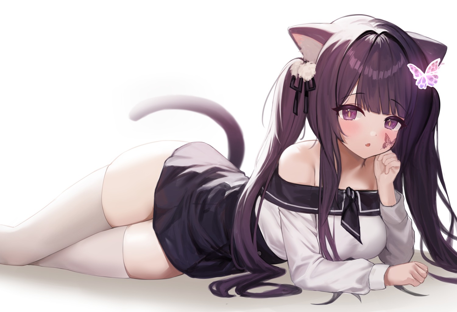 72_chiri animal_ears nekomimi sul-lin-a tail tattoo thighhighs