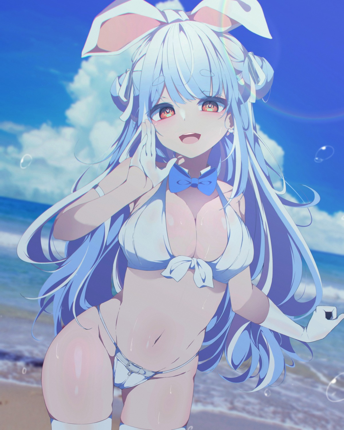 amadeus_(amadeus0903) animal_ears bikini bunny_ears cameltoe hololive swimsuits thighhighs usada_pekora