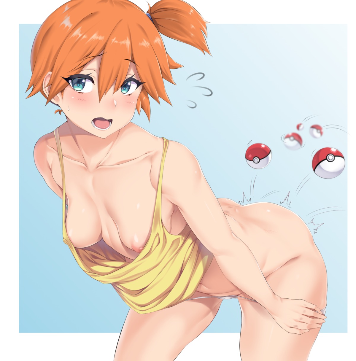 breasts kasumi_(pokemon) moisture_(chichi) nipples no_bra pantsu panty_pull pokemon pokemon_frlg pokemon_rgby undressing