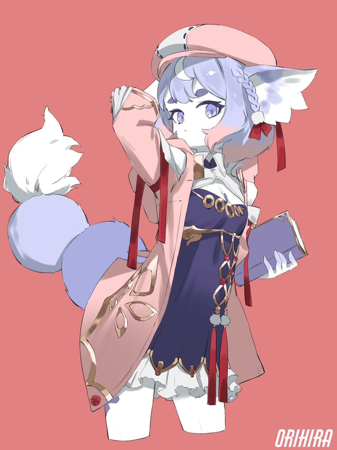 animal_ears asian_clothes cleavage orihira tail