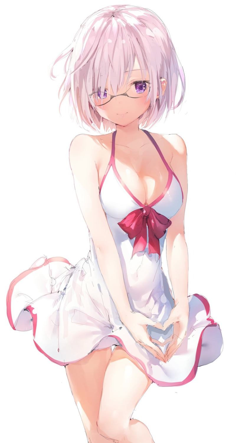 cleavage dress fate/grand_order mash_kyrielight megane summer_dress umibouzu