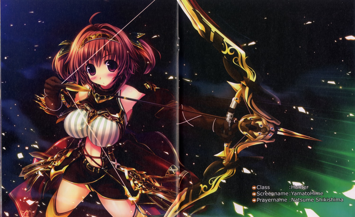 binding_discoloration oshiki_hitoshi paper_texture sakigake_generation! shikishima_natsume thighhighs weapon