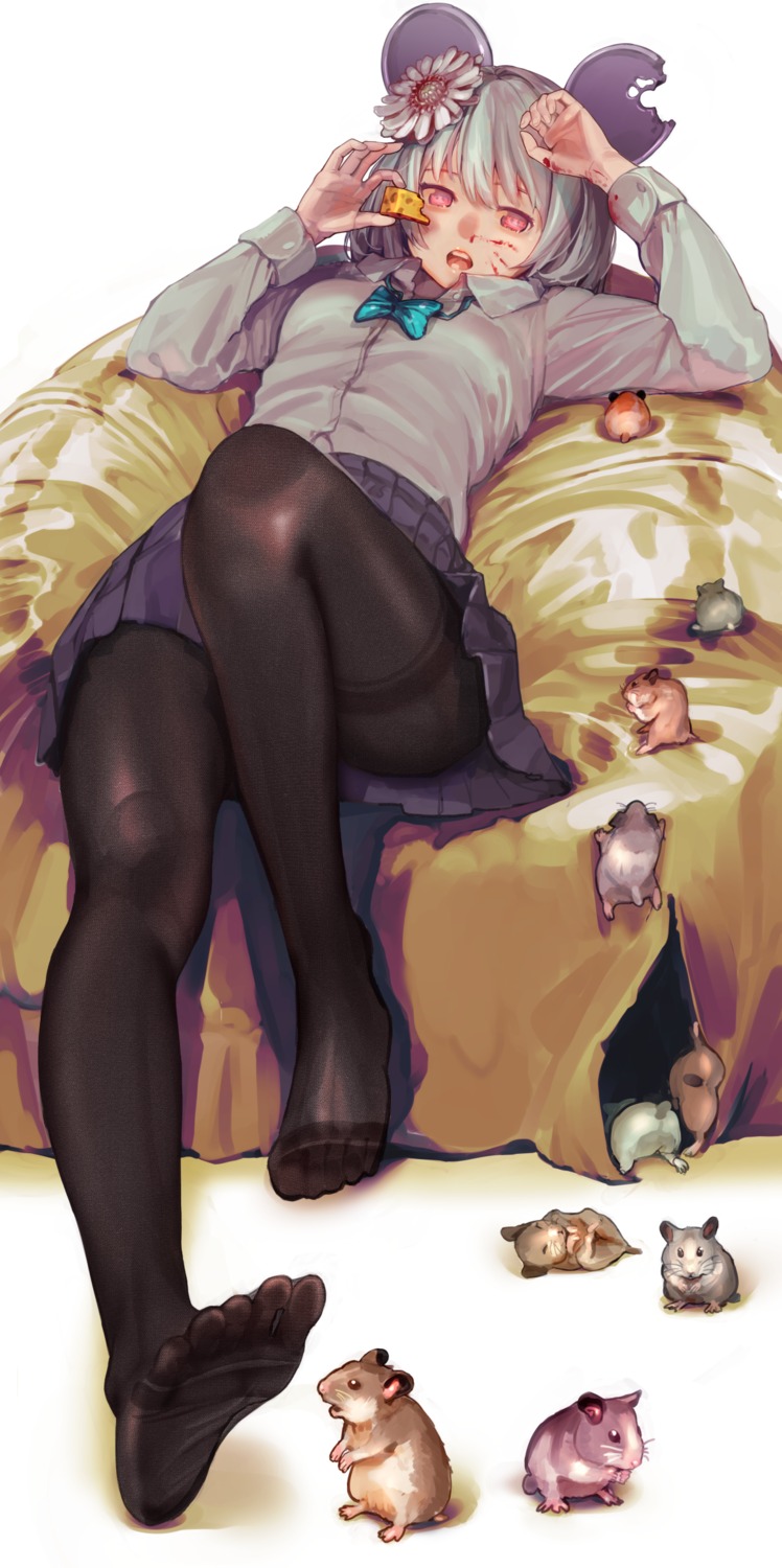 animal_ears ass blood feet nik_ibi pantyhose seifuku skirt_lift