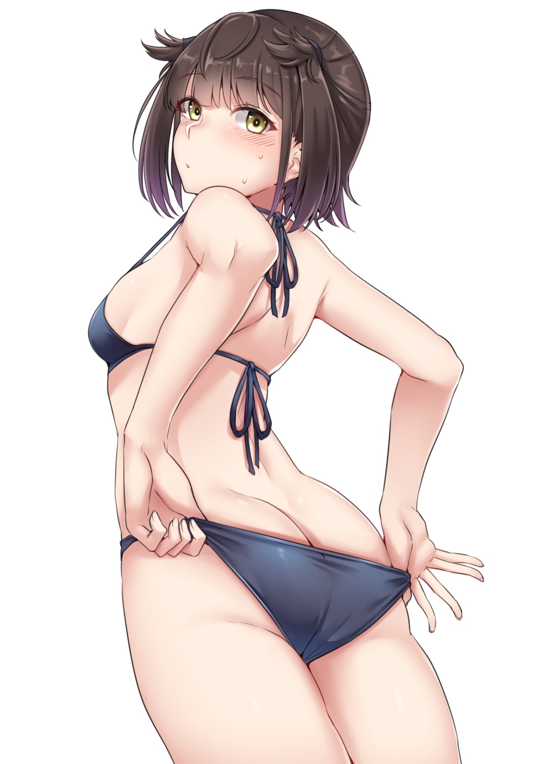 ass bikini hatsuzuki_(kancolle) kantai_collection kiritto panty_pull swimsuits undressing