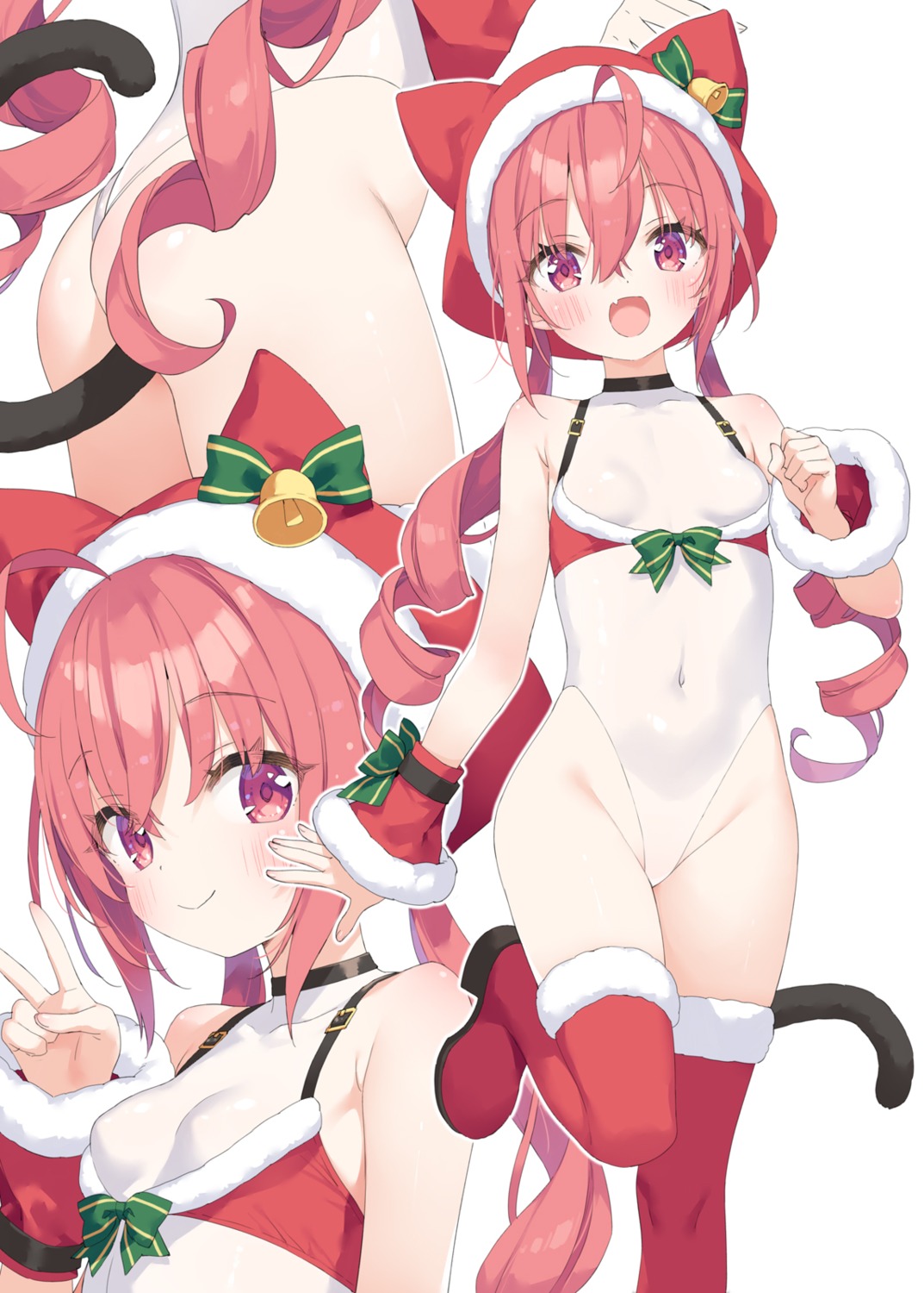 animal_ears ass christmas hazuki_watora kani_biimu leotard loli nekomimi tail thighhighs