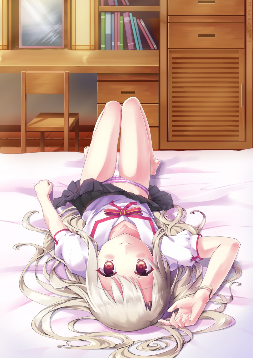 fate/kaleid_liner_prisma_illya fate/stay_night illyasviel_von_einzbern loli pantsu seifuku shimapan skirt_lift tagme