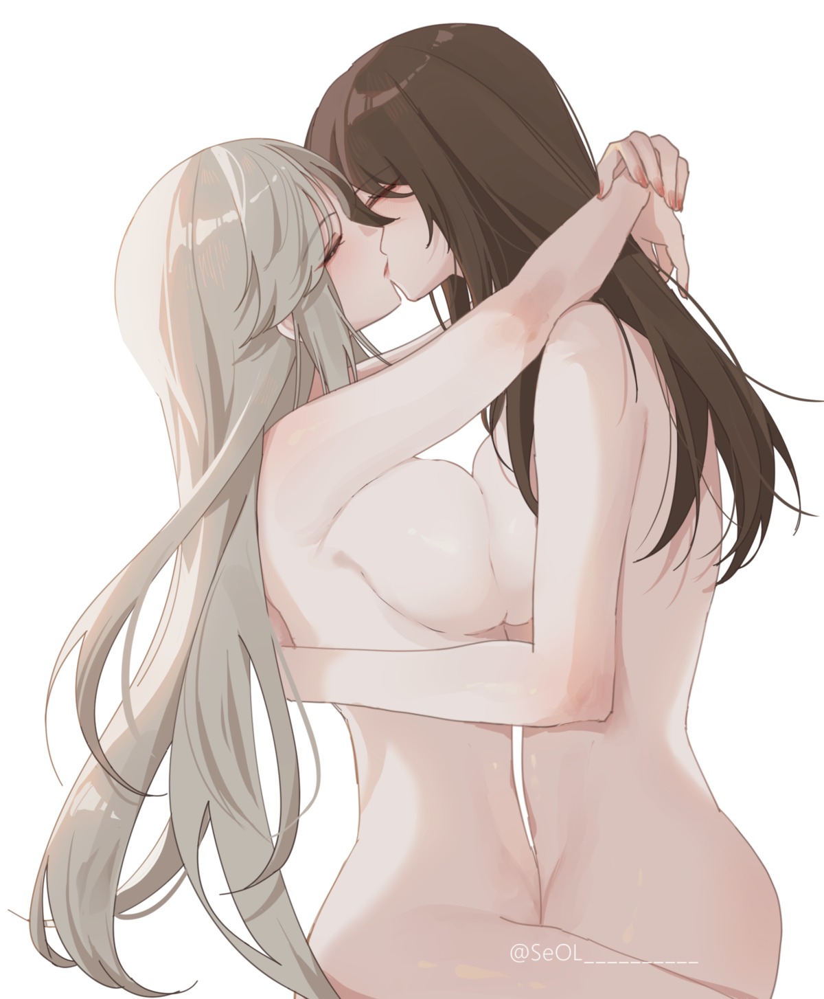 beidou genshin_impact naked ningguang seol_(baconontheclock) symmetrical_docking yuri