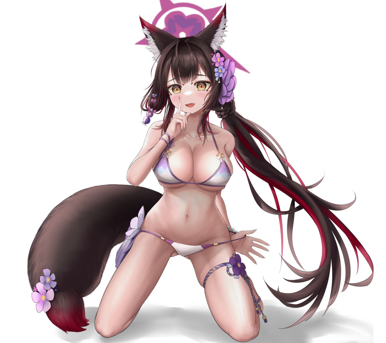 animal_ears bikini blue_archive garter halo kitsune kosaka_wakamo swimsuits tail yongdogi