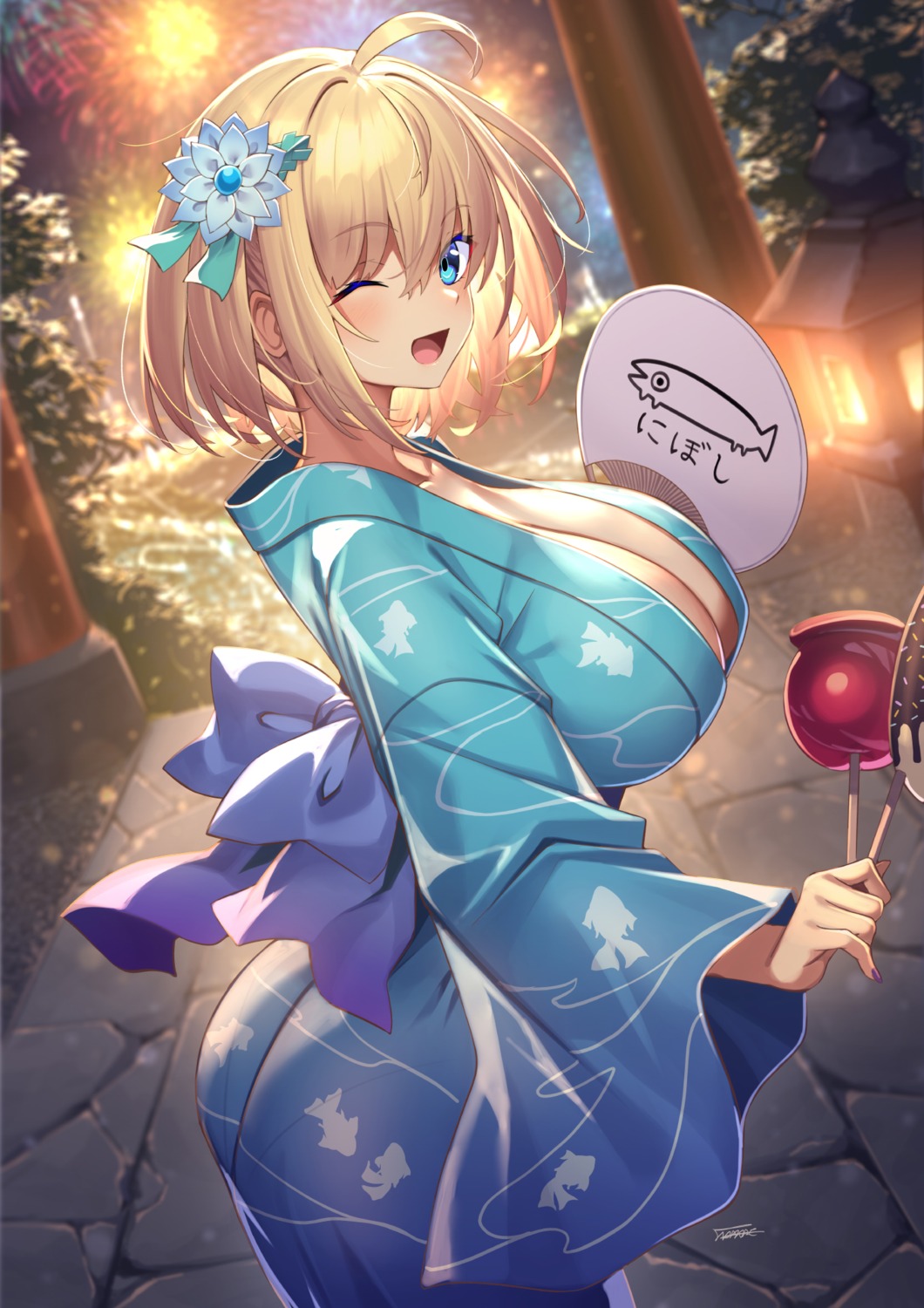 ass cleavage no_bra open_shirt pantsu see_through sophia_f_shirring takamine_nadare yukata