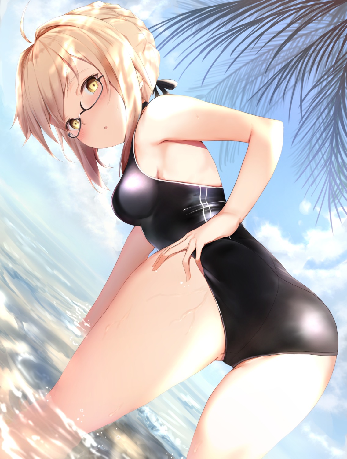 ass fate/grand_order heroine_x_alter maosame megane swimsuits wet
