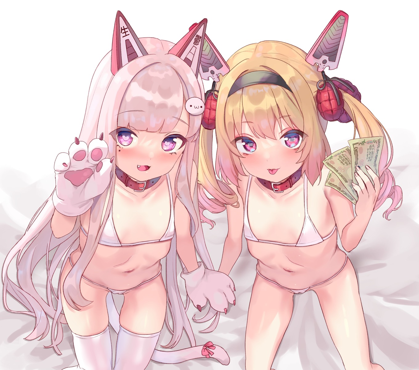 animal_ears bikini bishooji cameltoe loli swimsuits tail thighhighs