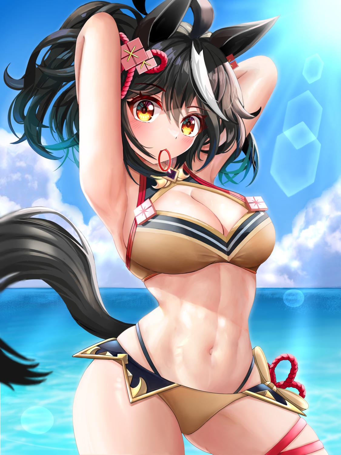 animal_ears bikini garter kitasan_black_(umamusume) ryuryu_mt swimsuits tail uma_musume_pretty_derby