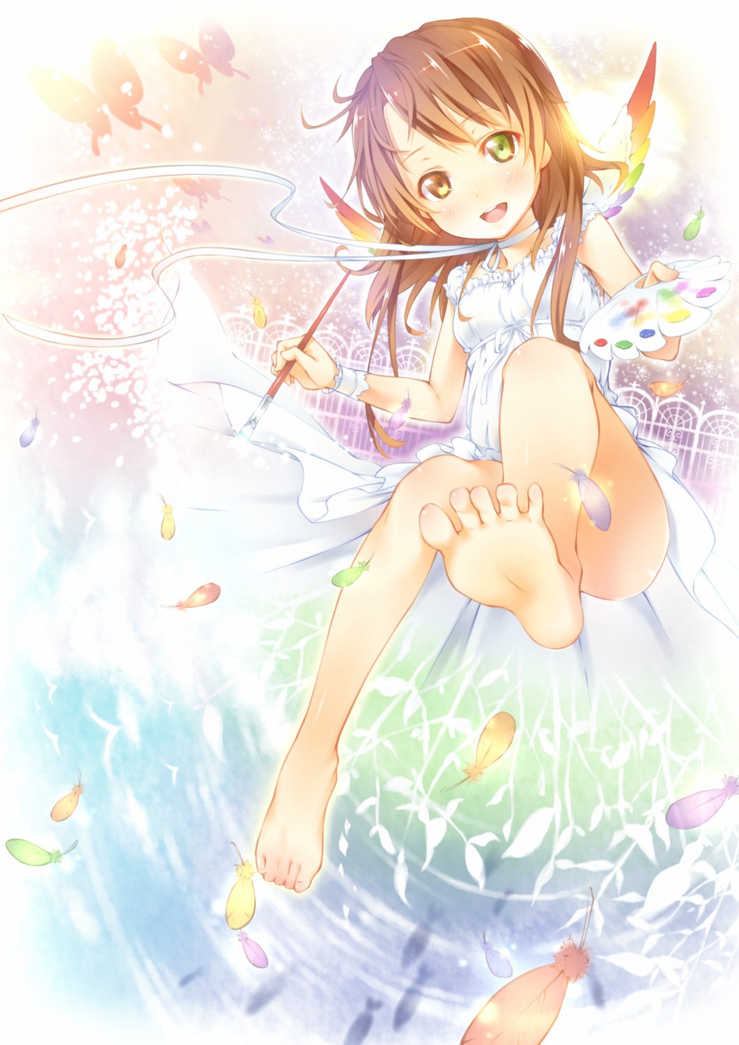 dress feet heterochromia kazuma_(kazumav) oekaki_musume summer_dress