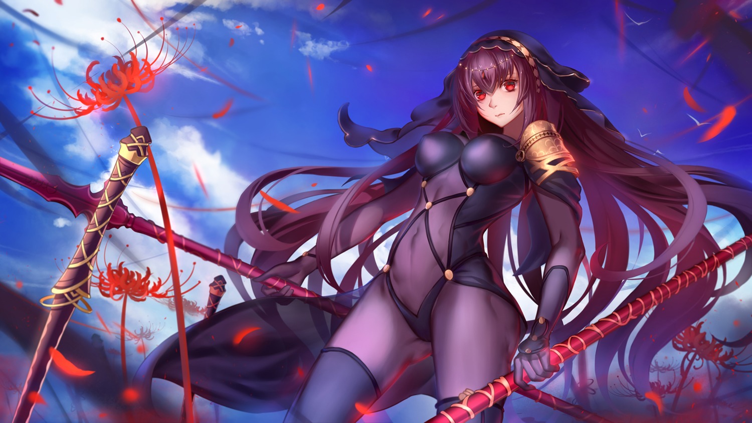 asanokawa bodysuit fate/grand_order scathach_(fate/grand_order) wallpaper weapon