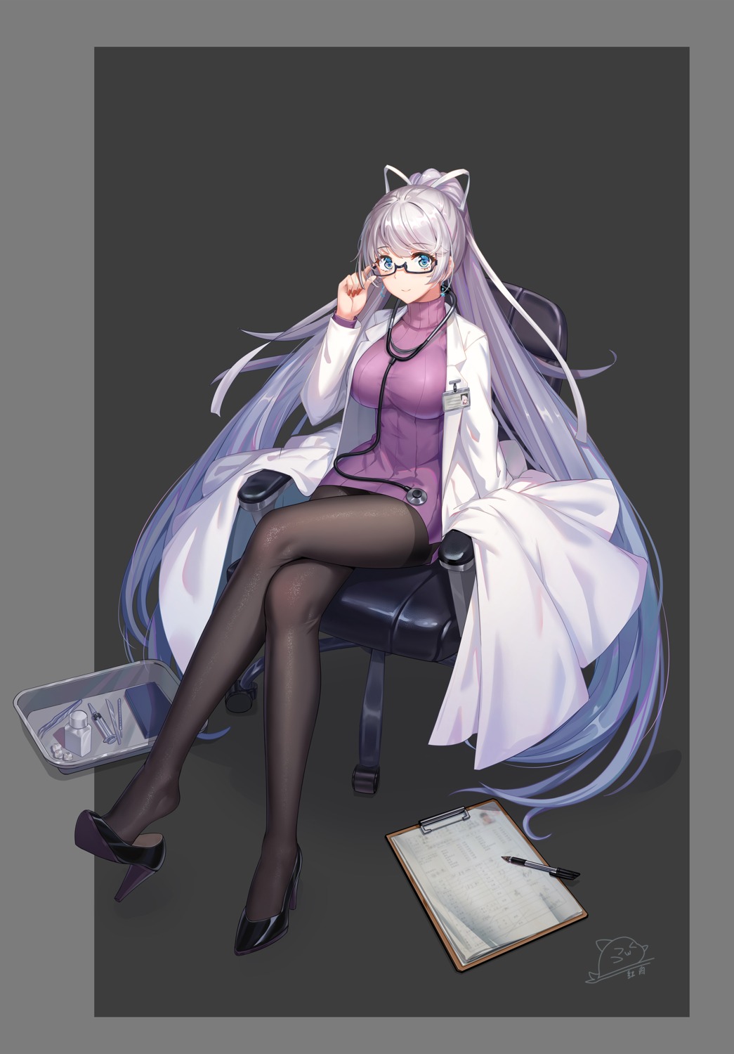 dress heels hong_bai megane pantyhose sweater