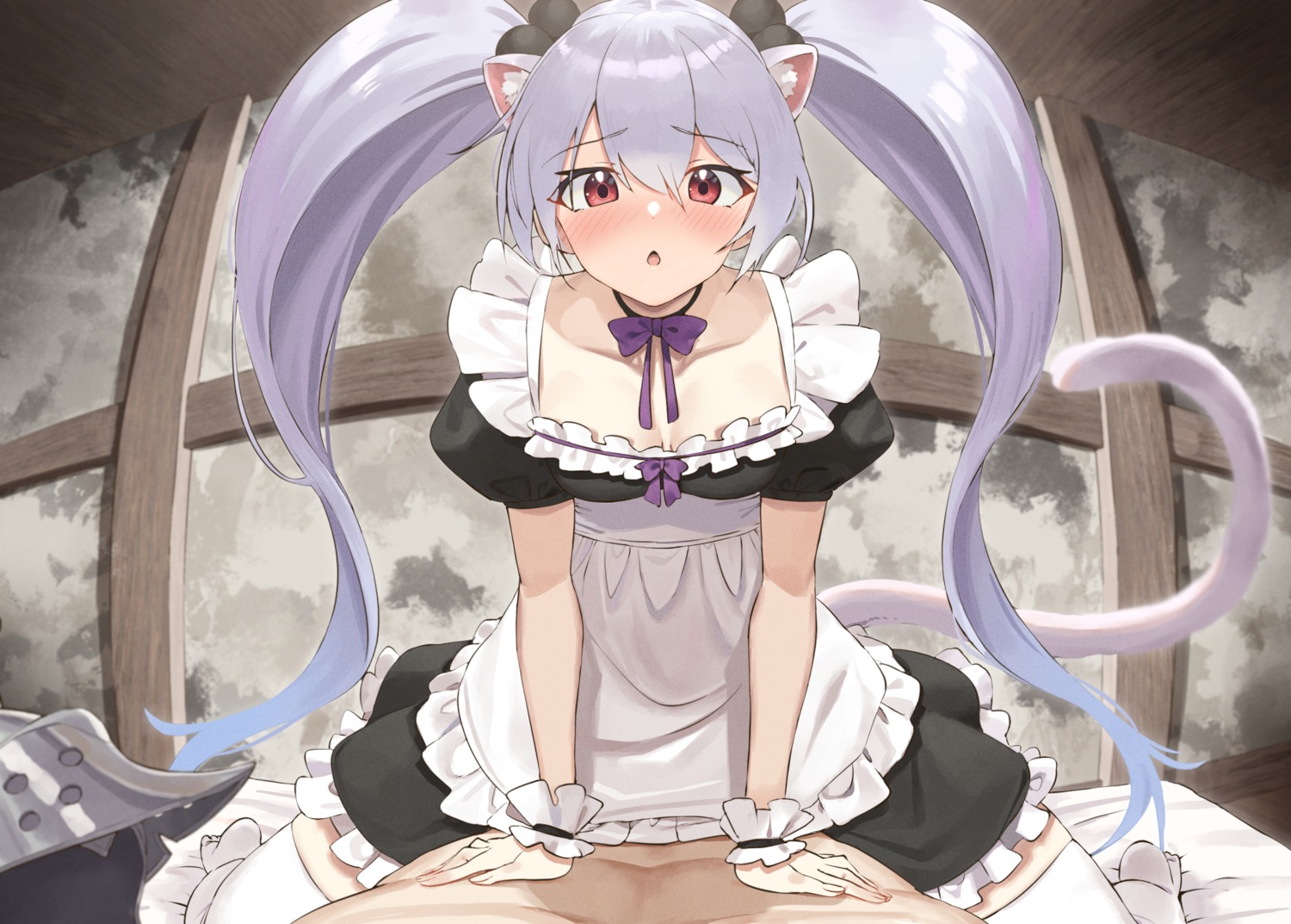 animal_ears cleavage electriccross maid nekomimi tail thighhighs