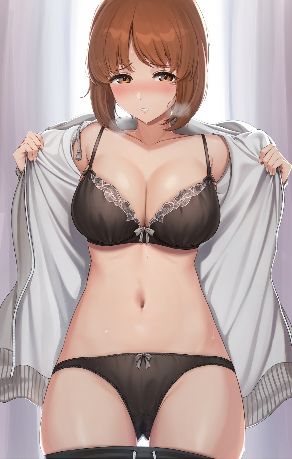 bra girls_und_panzer inuyabu_cc nishizumi_miho open_shirt pantsu undressing