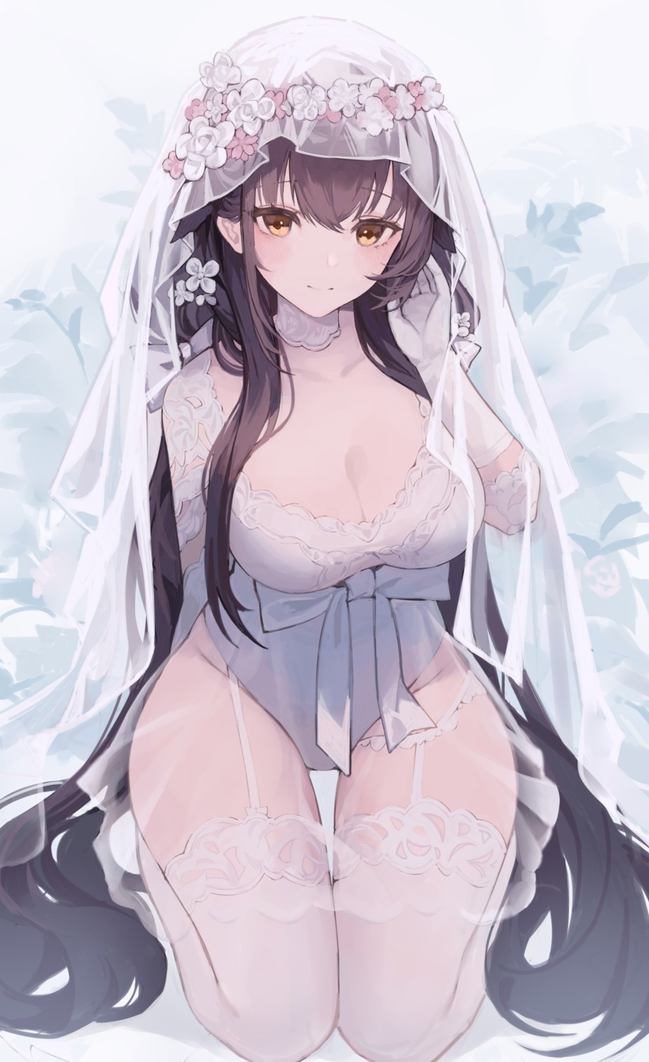 azuma_(azur_lane) azur_lane daichengqi dress leotard see_through stockings thighhighs wedding_dress