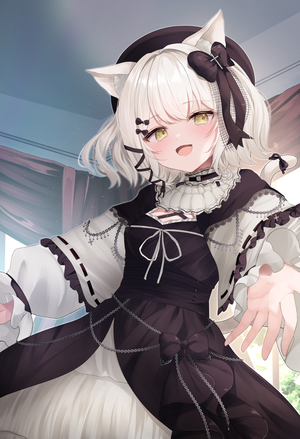 animal_ears dress gothic_lolita indie_virtual_youtuber kurage_cc lolita_fashion nekodo_oyuchi nekomimi tail