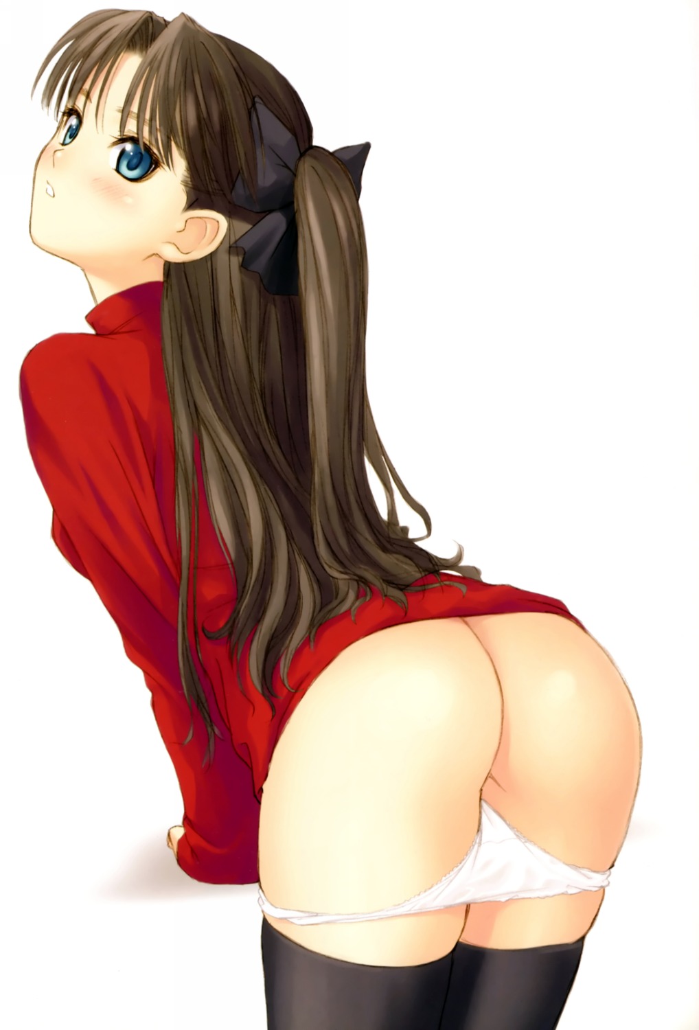 ass fate/stay_night panty_pull thighhighs tony_taka toosaka_rin