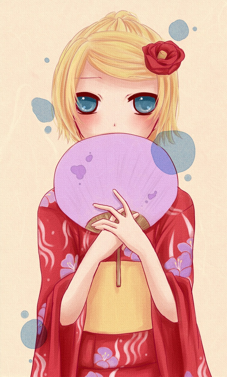 kagamine_rin kimono vocaloid yayoi