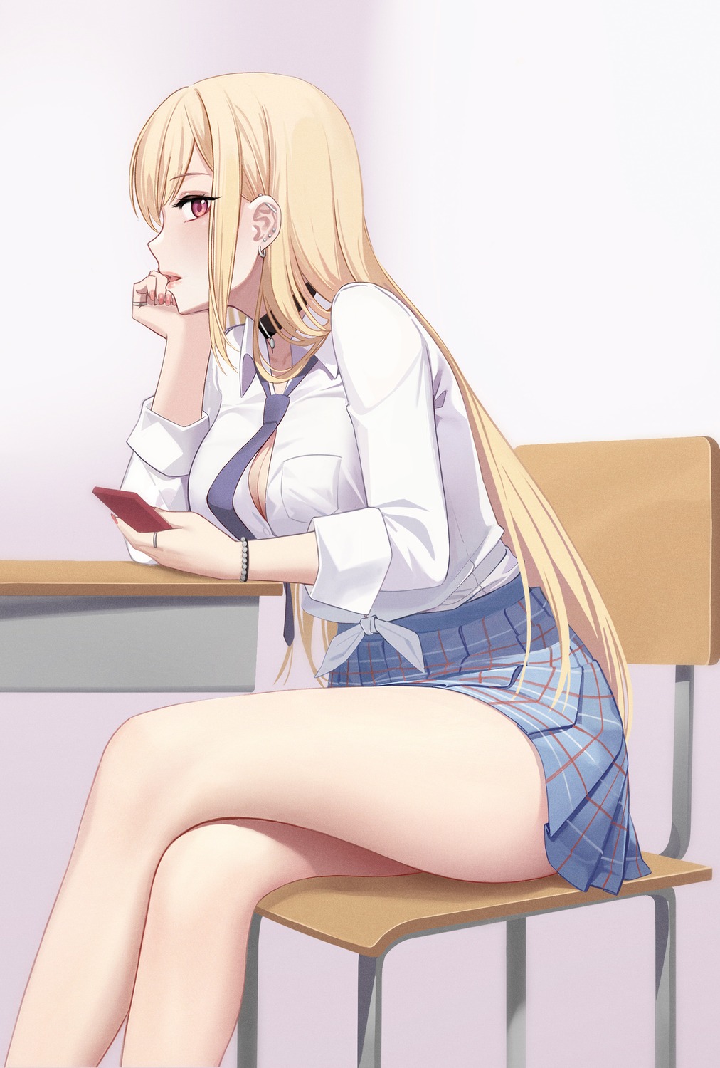 cleavage kitagawa_marin open_shirt seifuku shoutai sono_bisque_doll_wa_koi_wo_suru