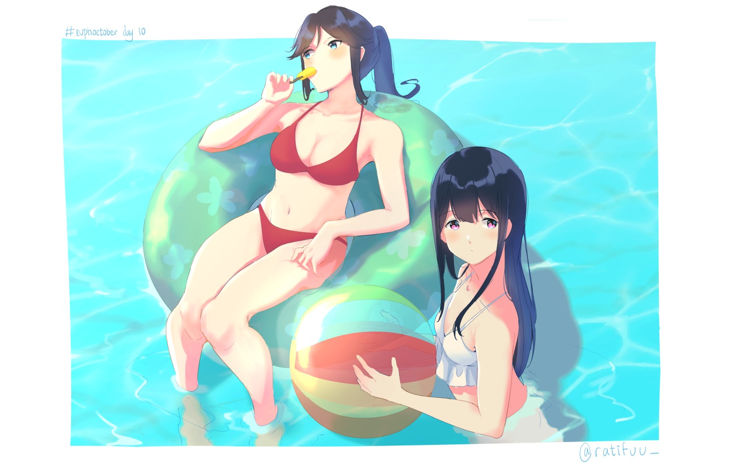 bikini hibike!_euphonium kasaki_nozomi liz_to_aoi_tori ratifuu swimsuits wet yoroizuka_mizore