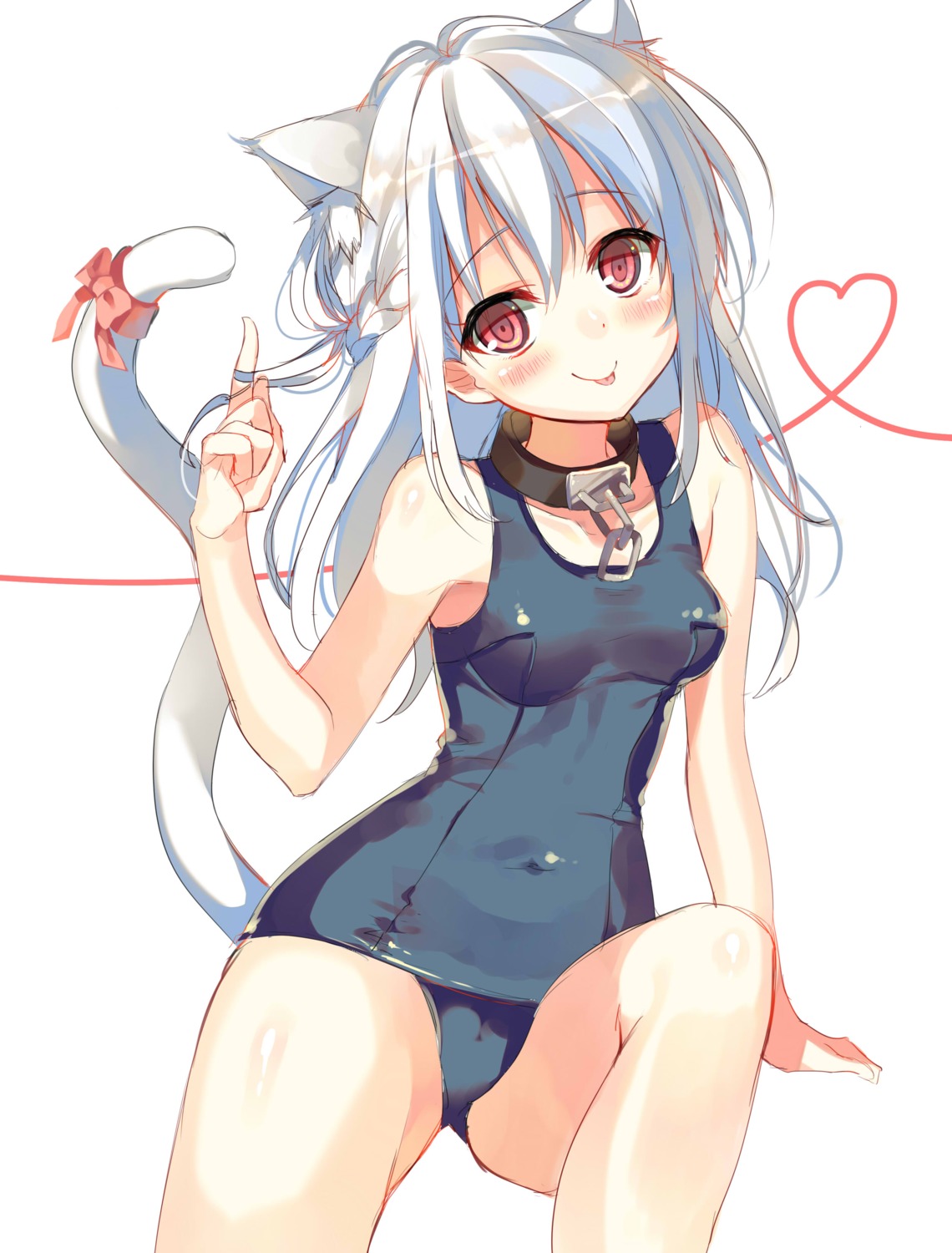 animal_ears hisaka_hazara nekomimi school_swimsuit swimsuits tail