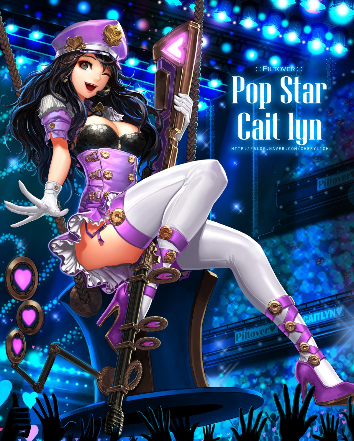 caitlyn cleavage daeho_cha heels league_of_legends stockings thighhighs
