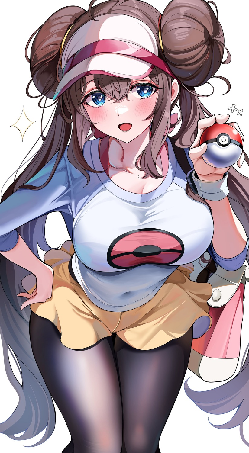 cleavage mei_(pokemon) pantyhose pokemon pokemon_black_and_white_2 sak skirt_lift