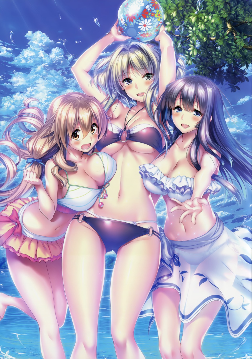 amakano+ azarashi_soft bikini cleavage hoshikawa_koharu kanbayashi_mizuki piromizu see_through swimsuits takayashiro_sayuki underboob