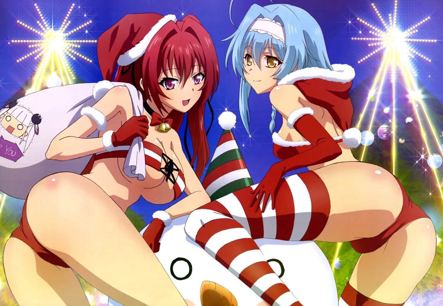 ass bikini christmas cleavage naruse_mio nonaka_yuki shinmai_maou_no_testament swimsuits thighhighs underboob