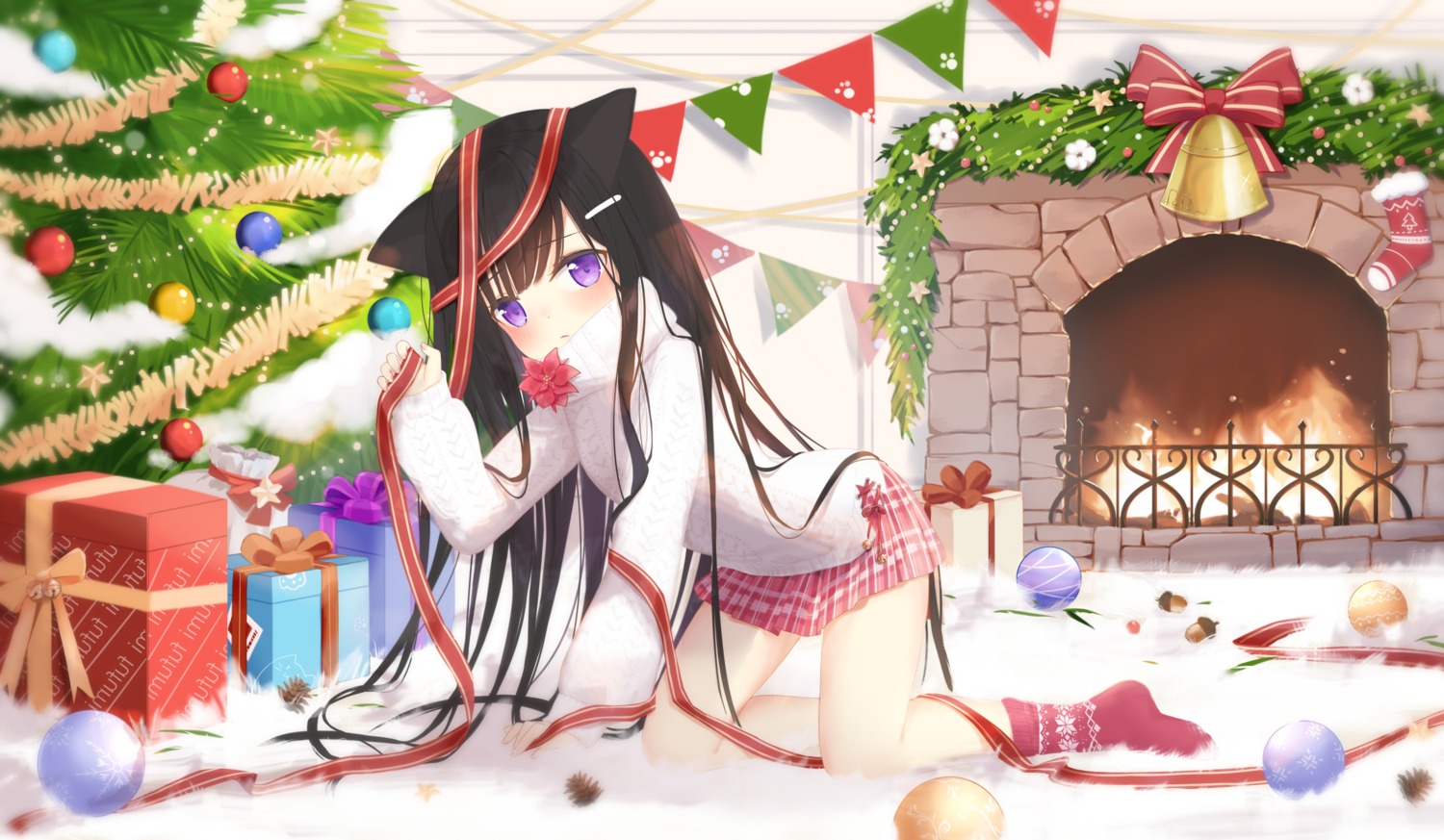 animal_ears christmas fufumi nekomimi sweater