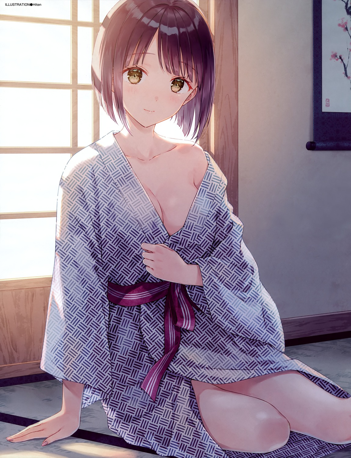 hiten no_bra open_shirt yukata