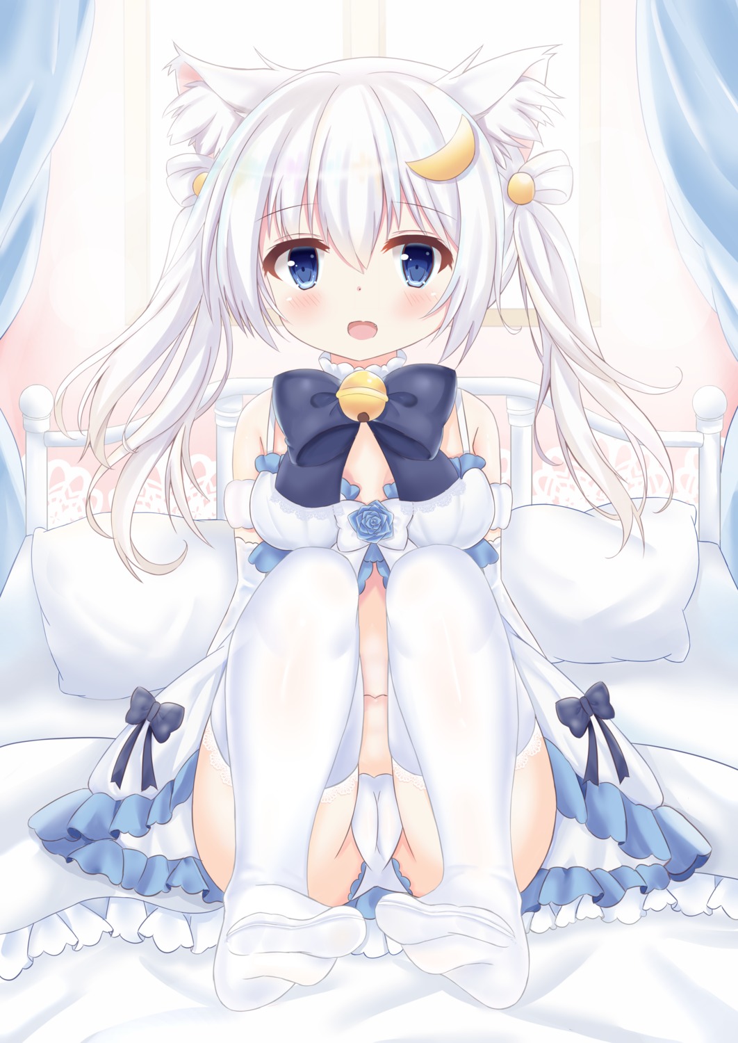 animal_ears cameltoe feet kurashina_yuzuki nekomimi pantsu skirt_lift thighhighs