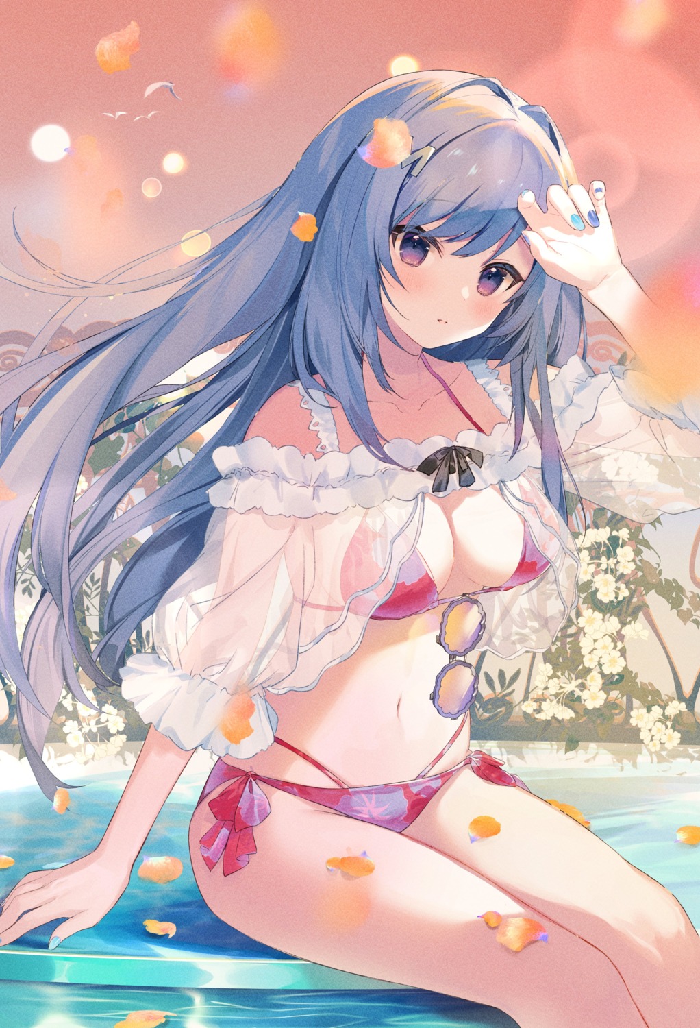 bikini cona_kinaco emori_miku emori_miku_project megane see_through swimsuits wet