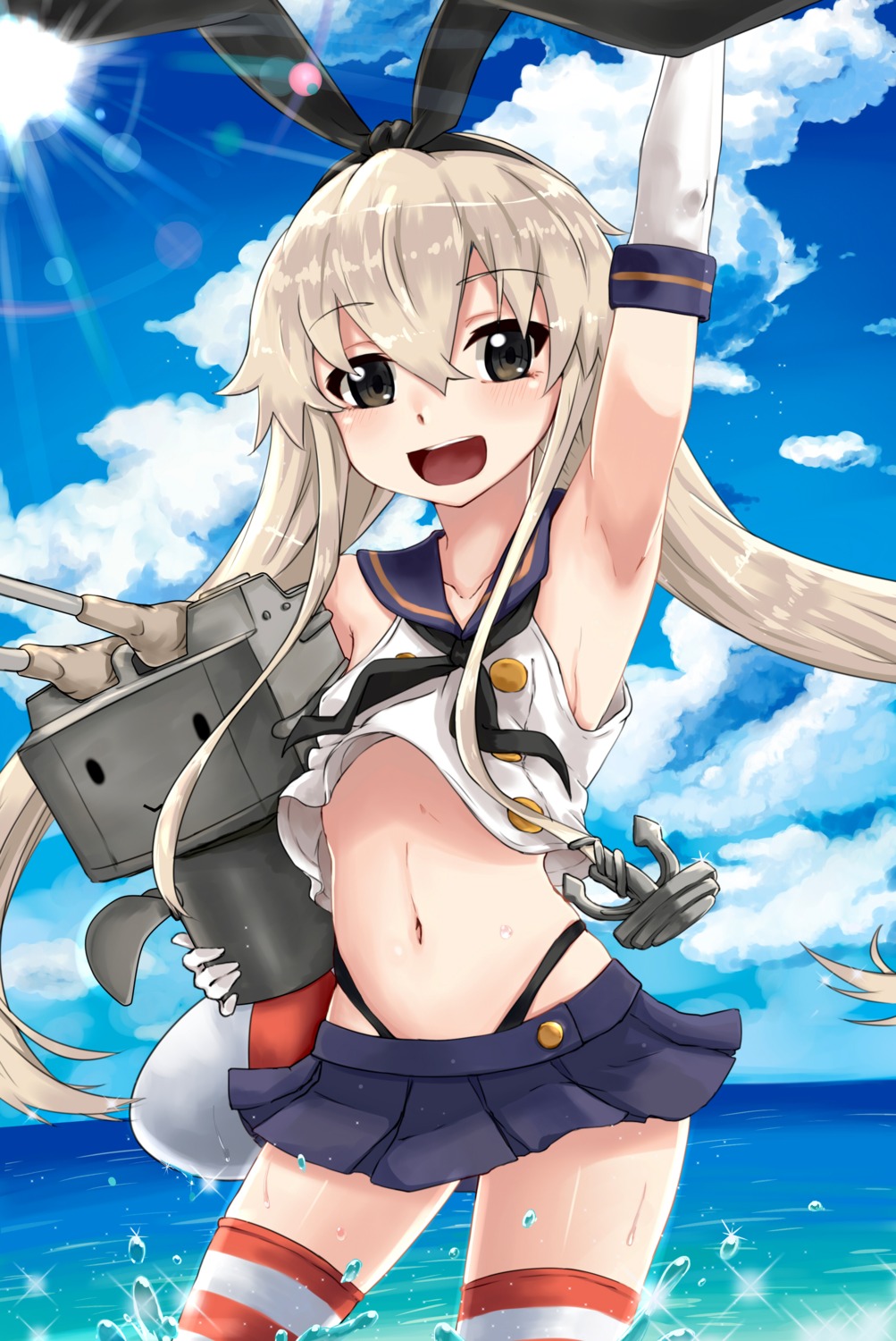 ivan_wang kantai_collection loli no_bra rensouhou-chan shimakaze_(kancolle) thighhighs thong wet