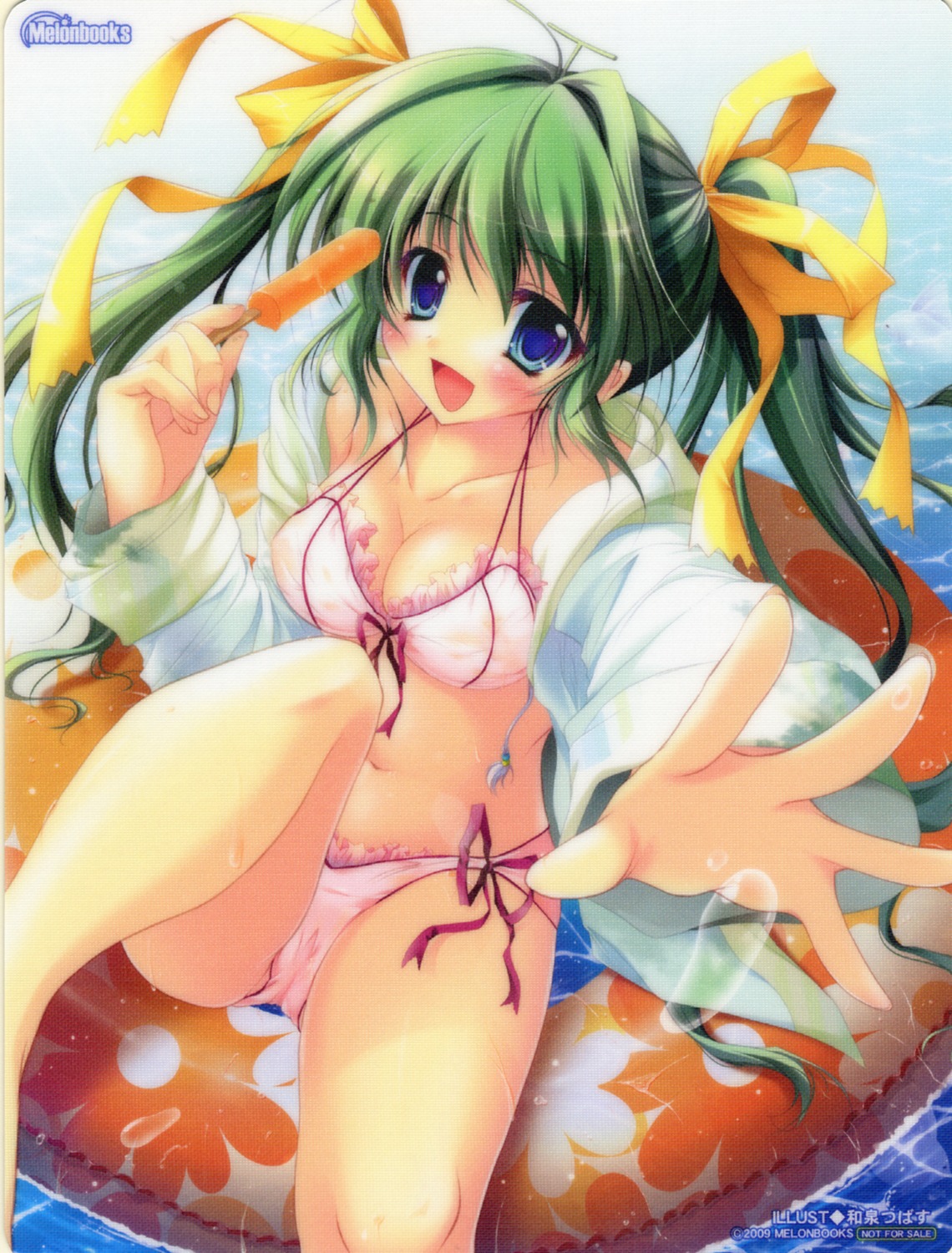 bikini cameltoe card cleavage izumi_tsubasu melon-chan melonbooks paper_texture swimsuits