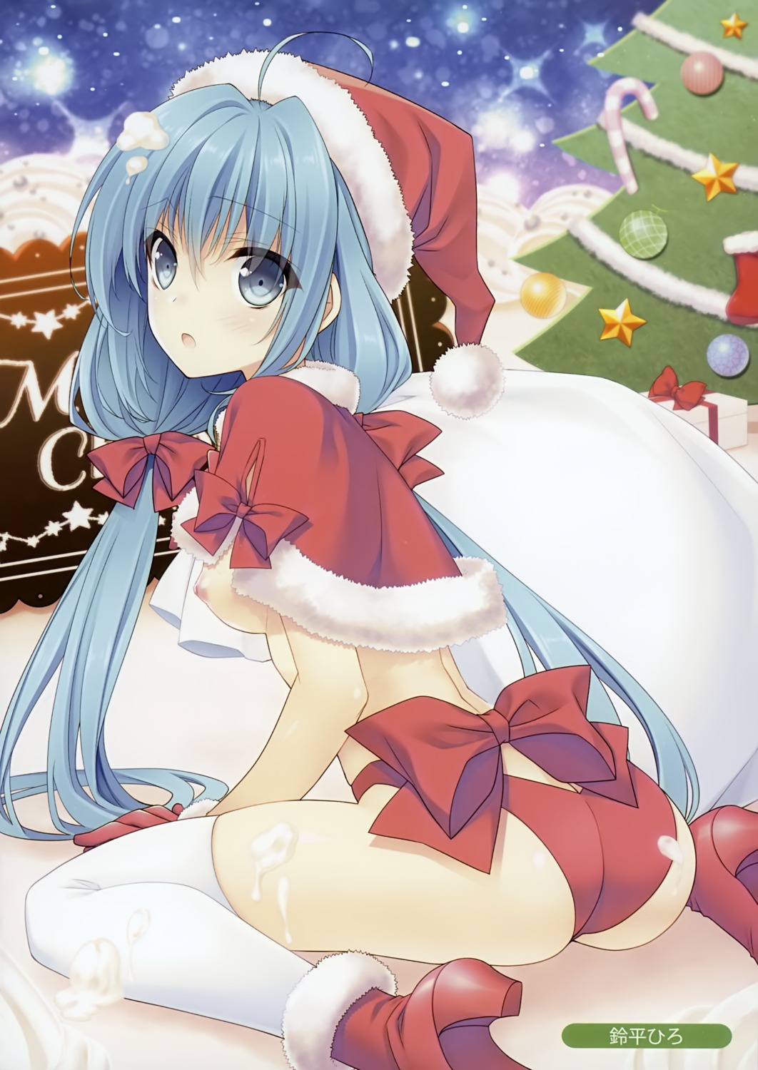 ass breasts christmas cream heels nipples no_bra pantsu suzuhira_hiro thighhighs