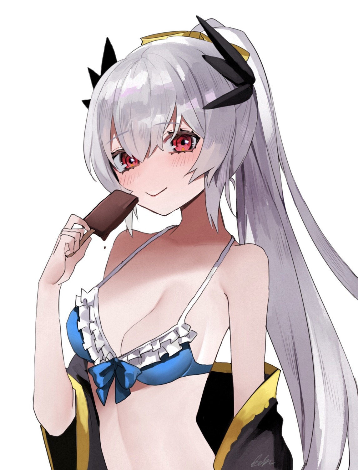 bebe_pp bikini_top cleavage fate/grand_order horns kiyohime_(fate/grand_order) open_shirt swimsuits