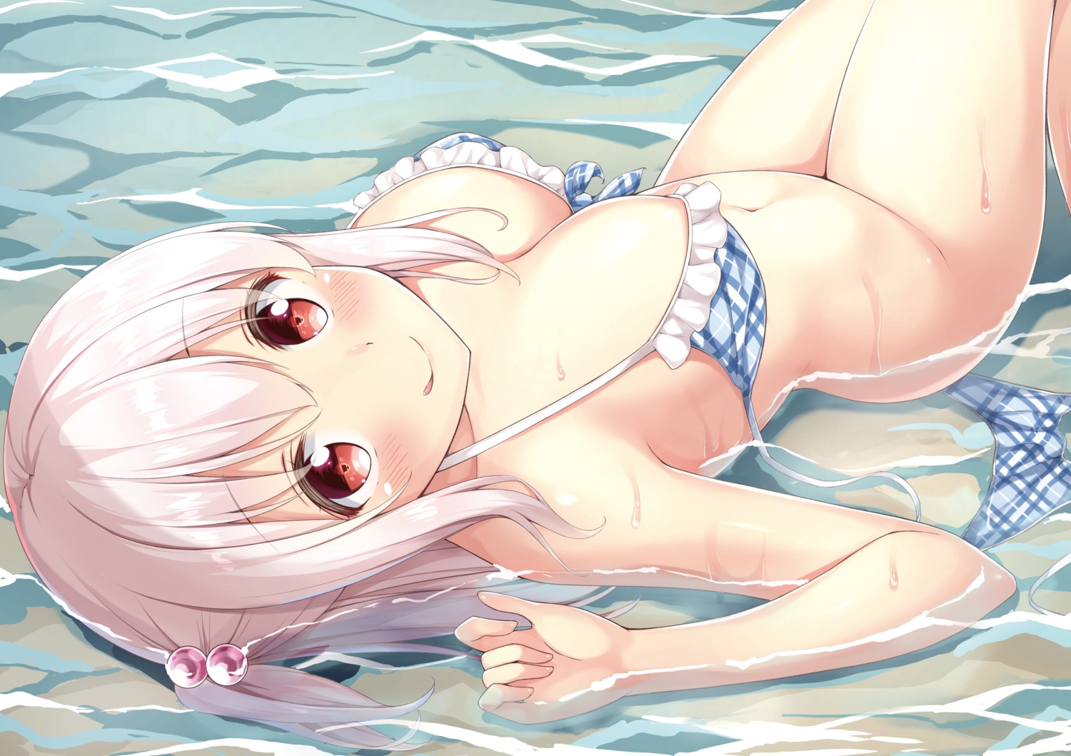 bikini_top bottomless cleavage karutamo swimsuits tissue-chan wet