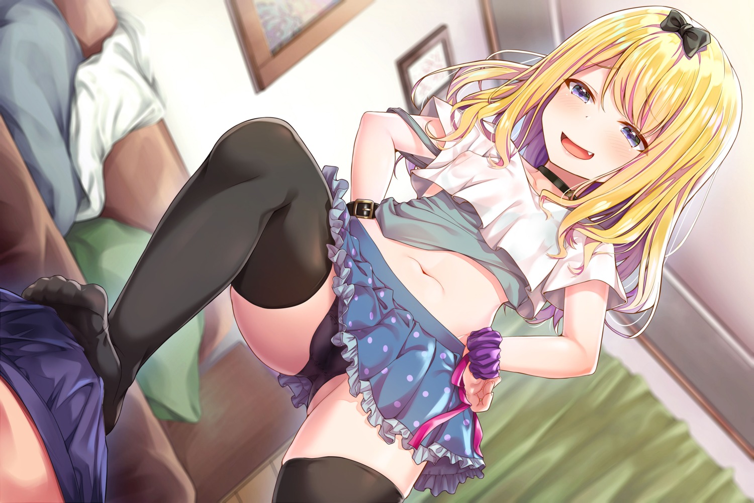 cameltoe feet footjob loli no_bra odadadada pantsu see_through skirt_lift thighhighs